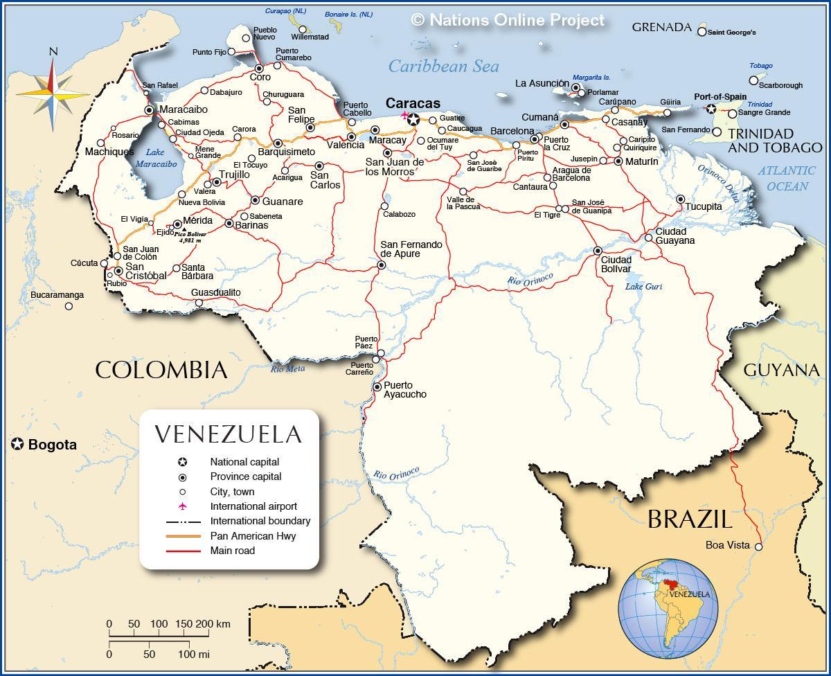 chi tiết và bản đồ của venezuela