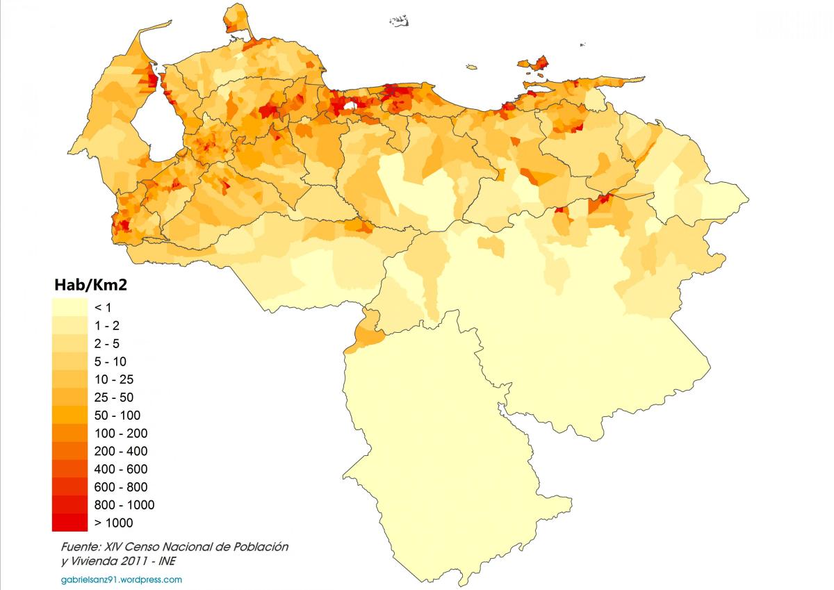 venezuela mật độ dân bản đồ
