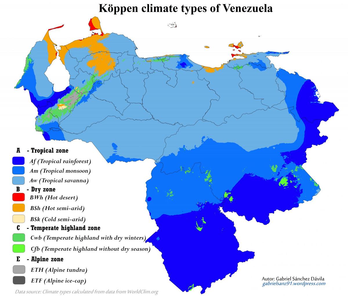 bản đồ của venezuela khí hậu