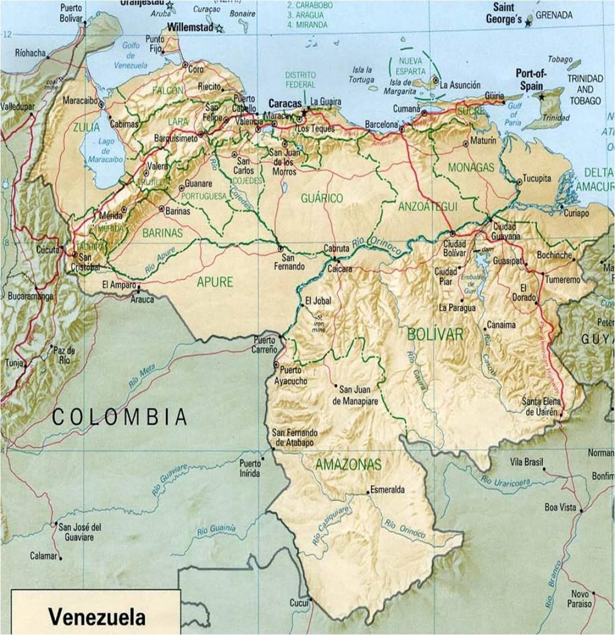 bản đồ của venezuela sông