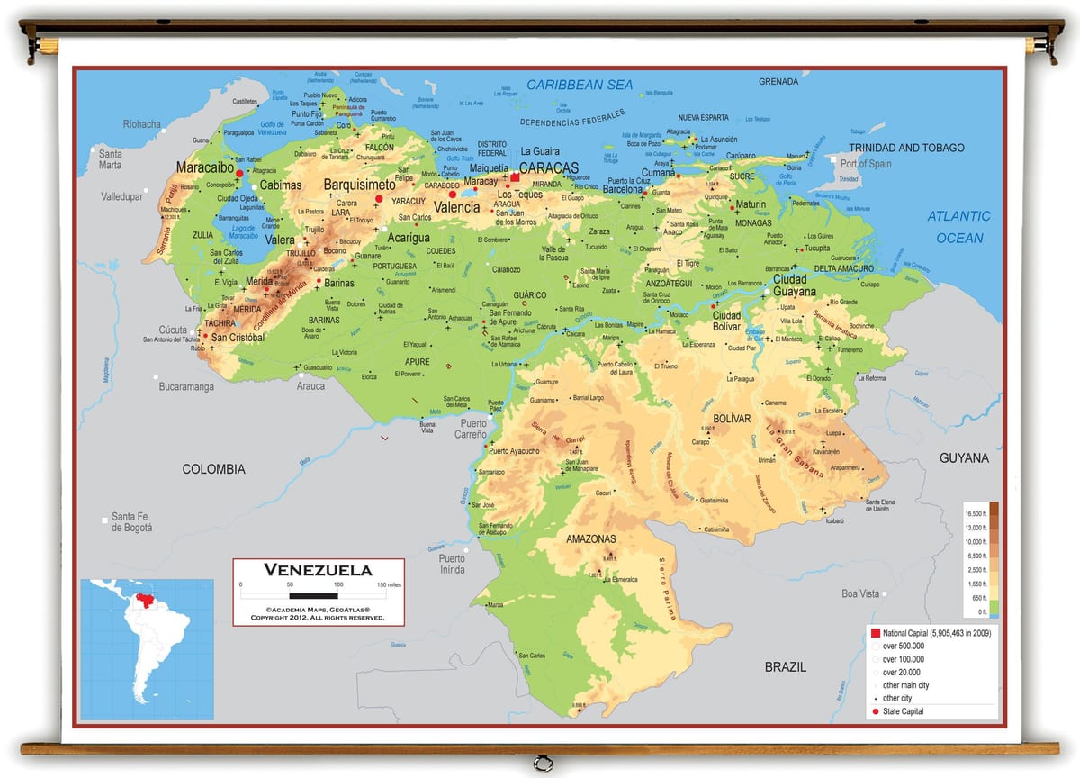 bản đồ của venezuela độ cao