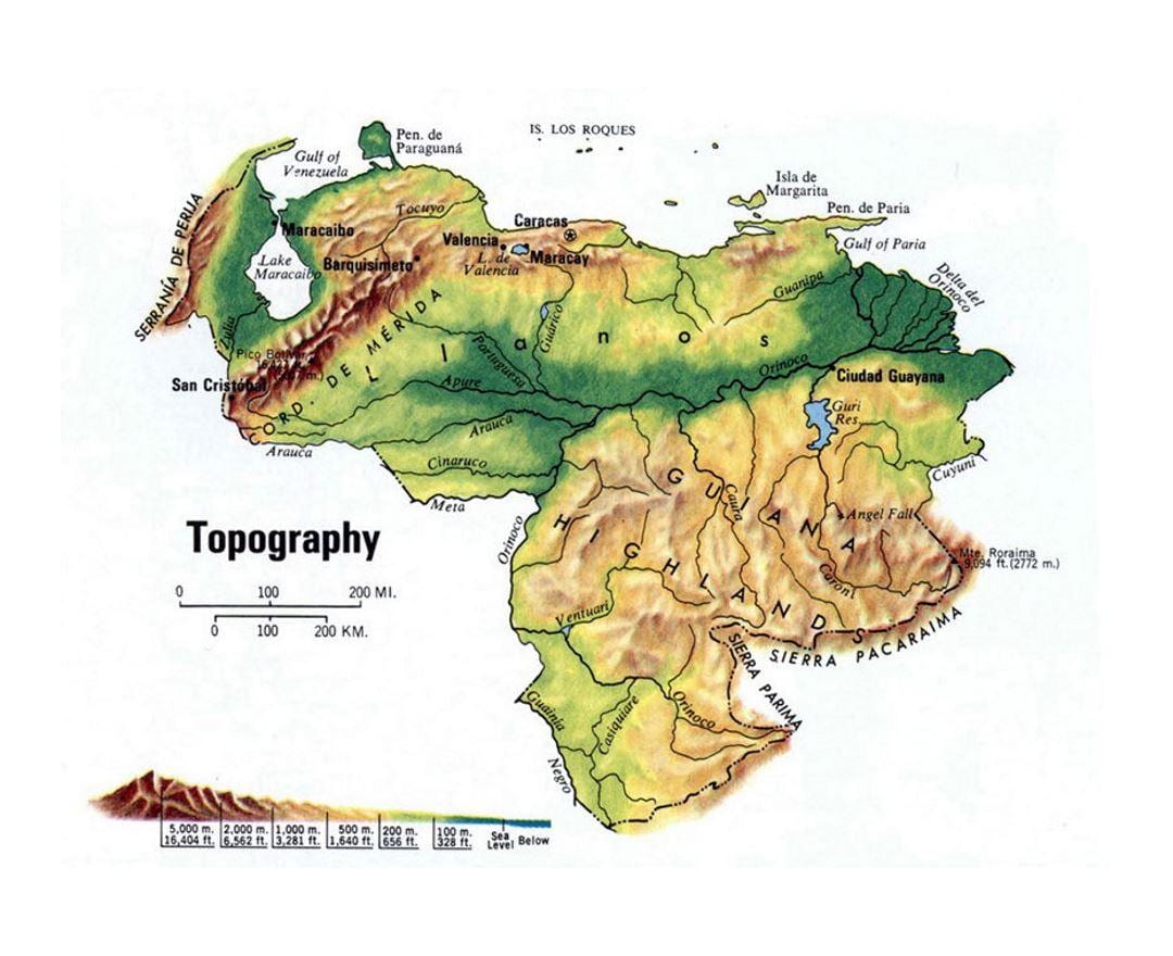 bản đồ của venezuela địa hình