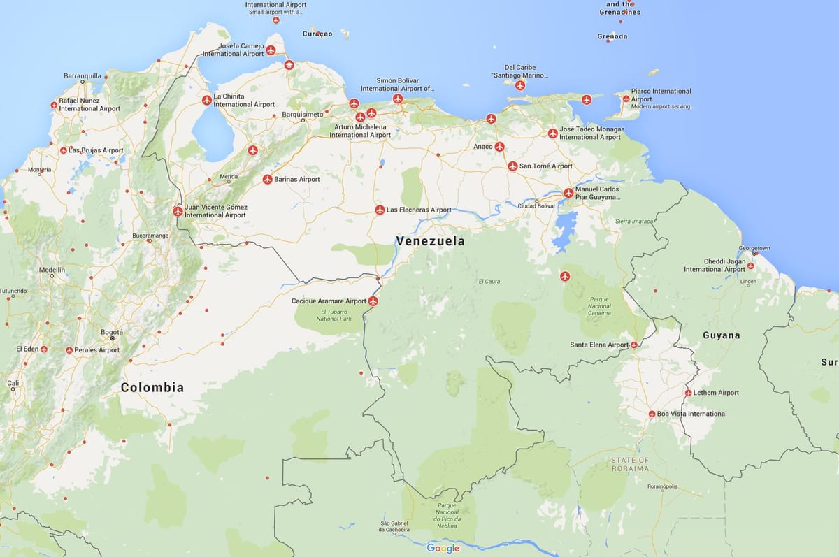 bản đồ của venezuela sân bay