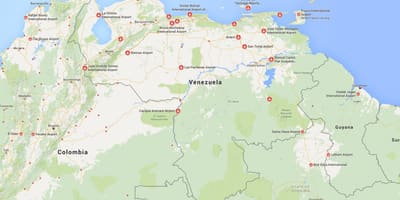 Bản đồ của venezuela sân bay
